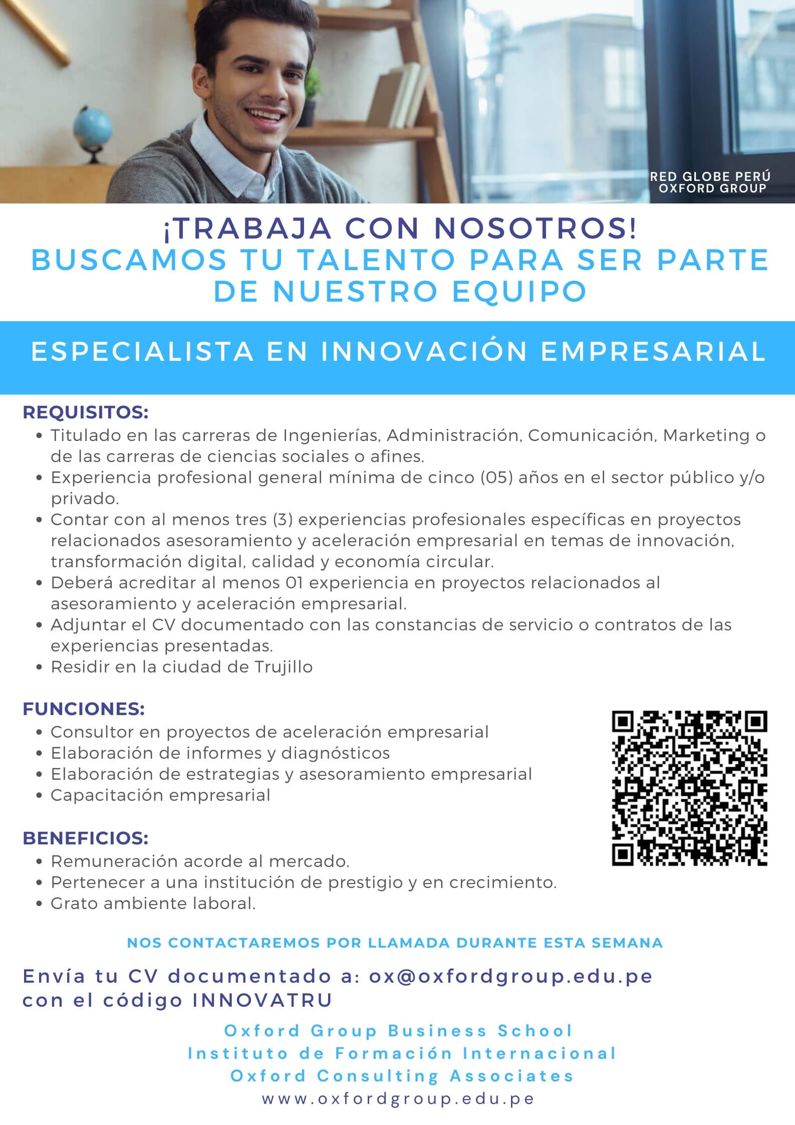 trabaja con nosotros especialista innovacion empresarial oxford group
