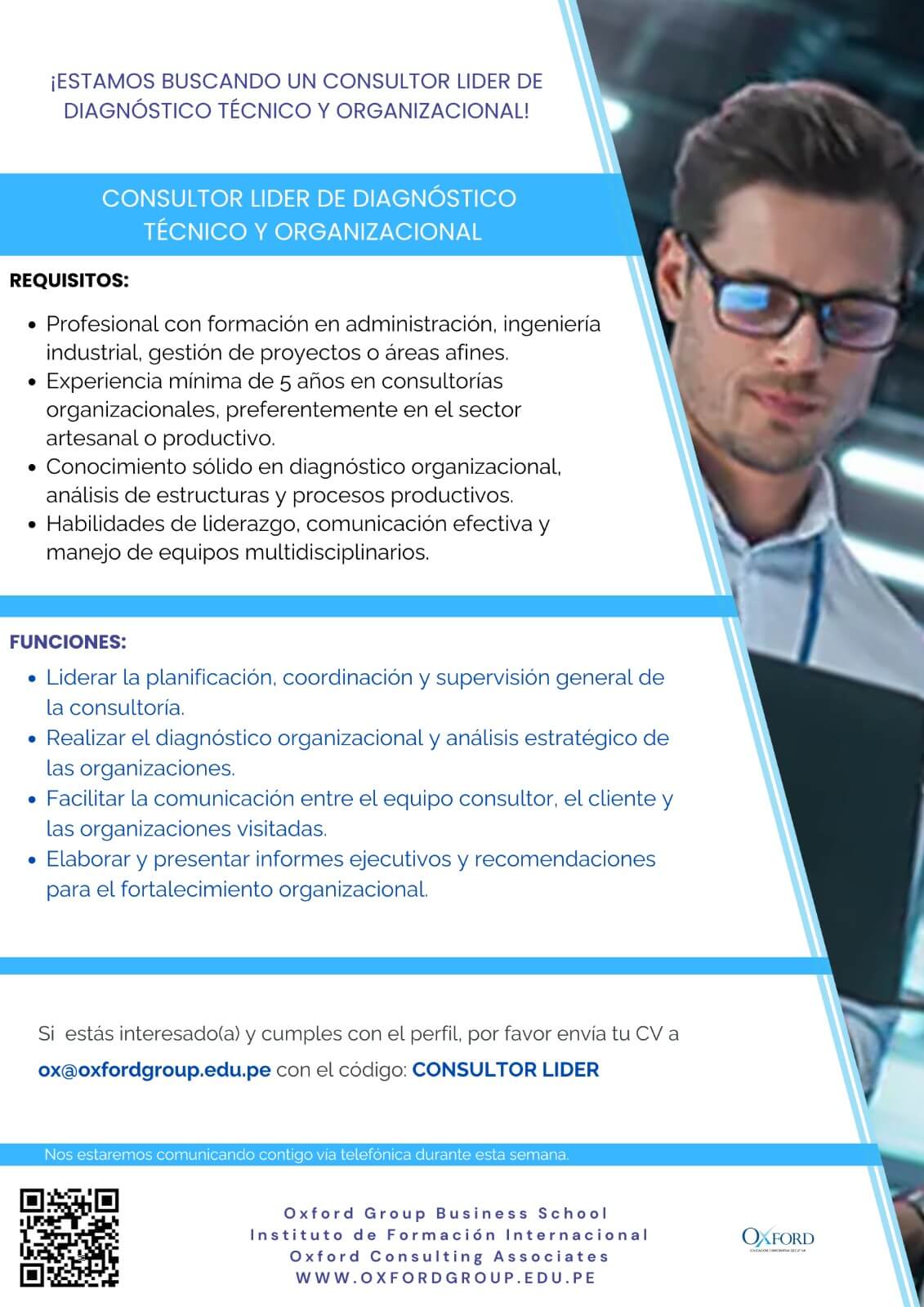 convocatoria consultor lider de diagnostico tecnico y organizacional oxford group