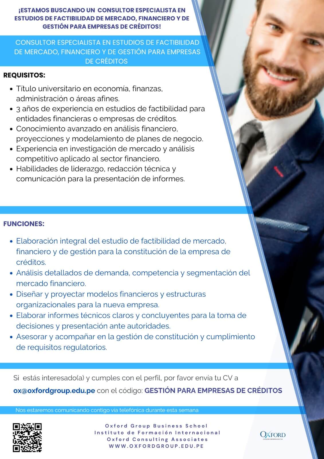 convocatoria consultor especialista estudios fatibilidad oxford group