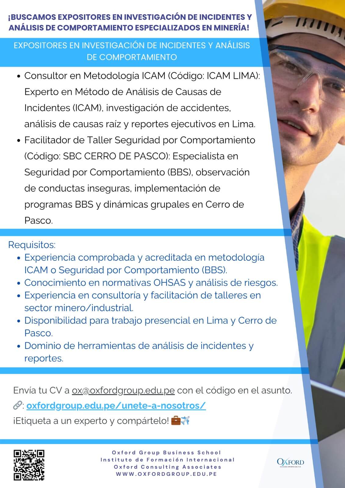 convocatoria expositores seguridad industrial mineria oxford group