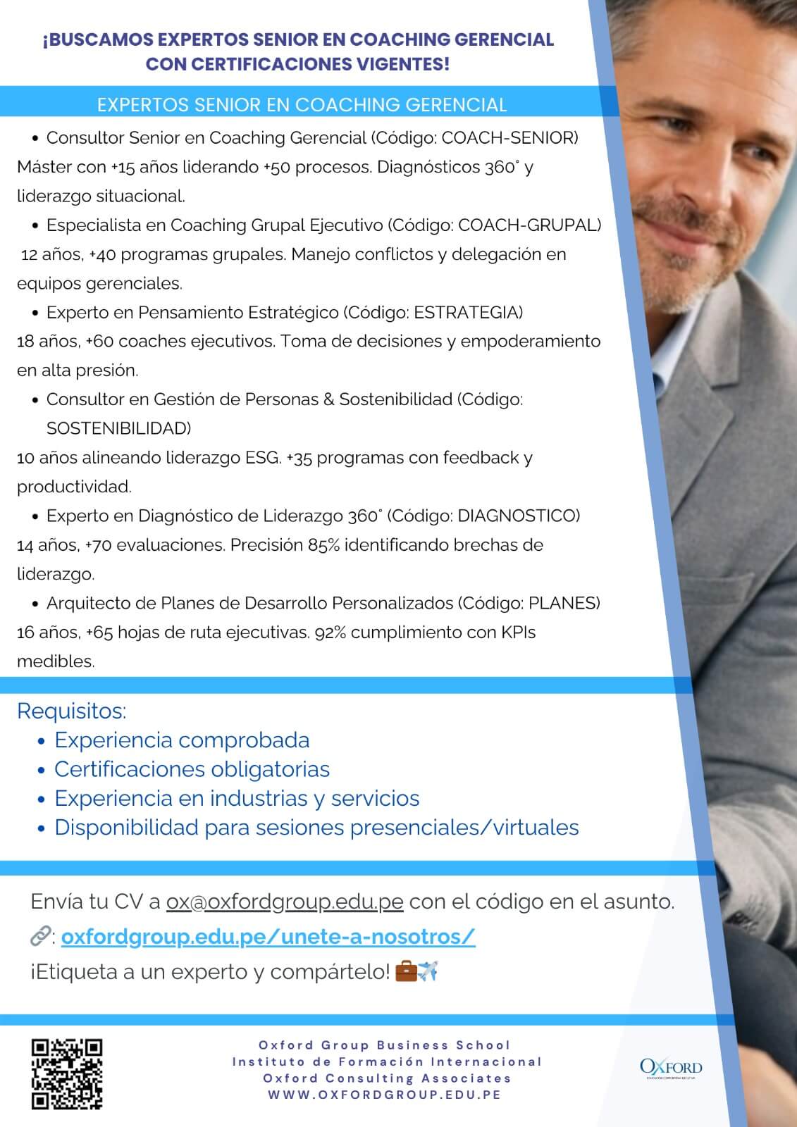 convocatoria expertos senior coaching oxford group