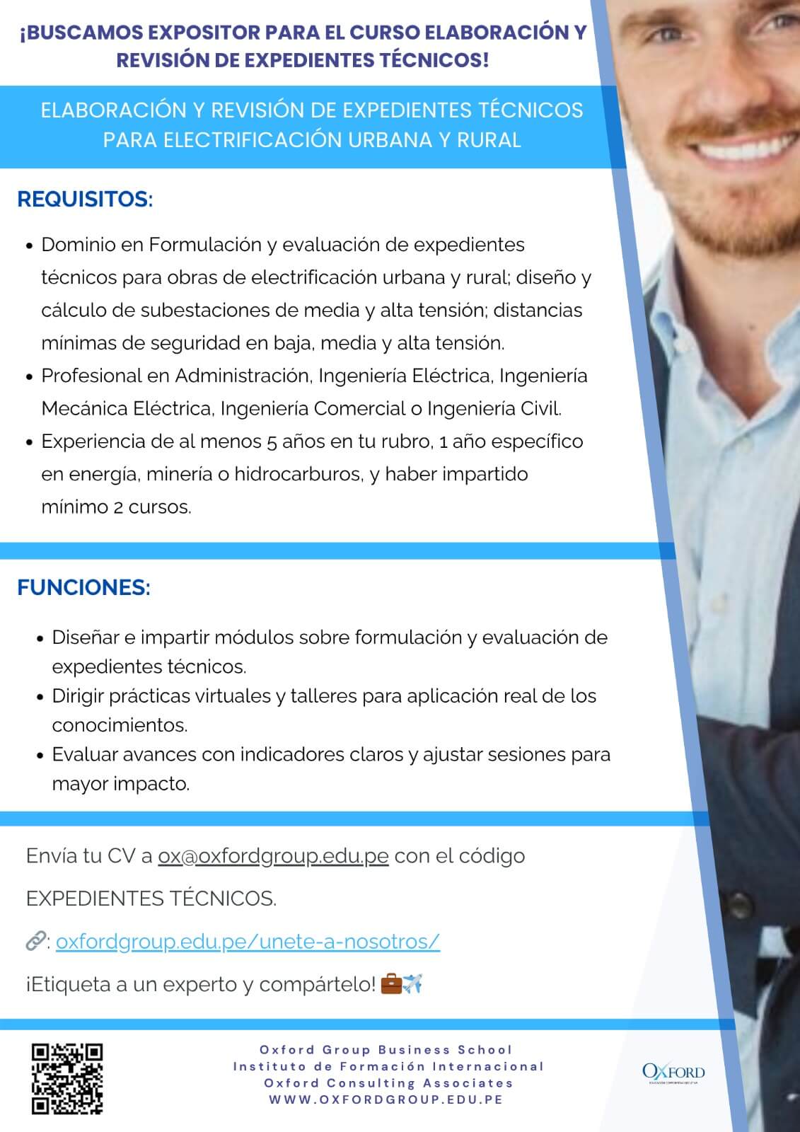 convocatoria expositor curso elaboracion revision expedientes tecnicos oxford group